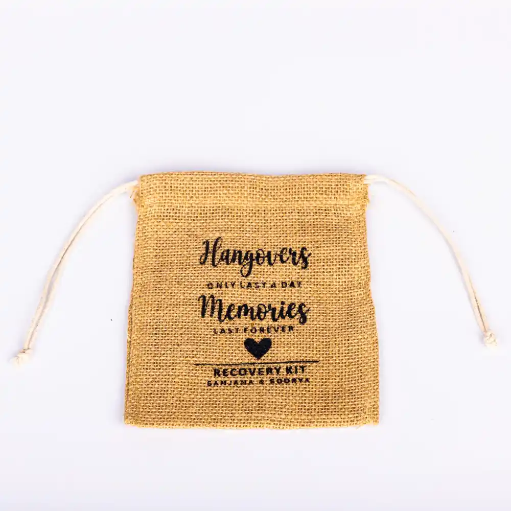 Hangover Kit Jute Pouch